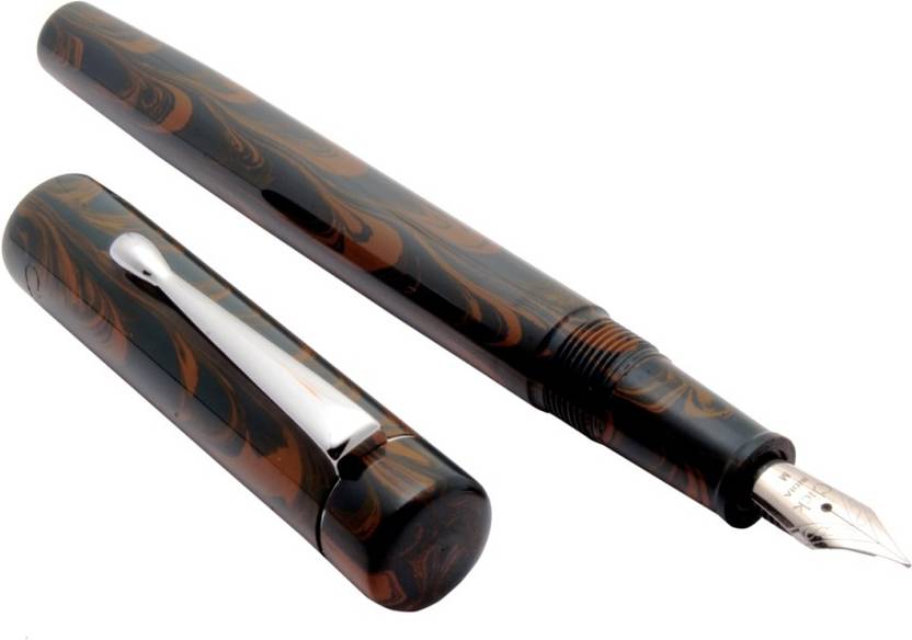 Ledos Handmade Ebonite Brown & Black Fountain Pen MEDIUM Nib 3in1 Ink