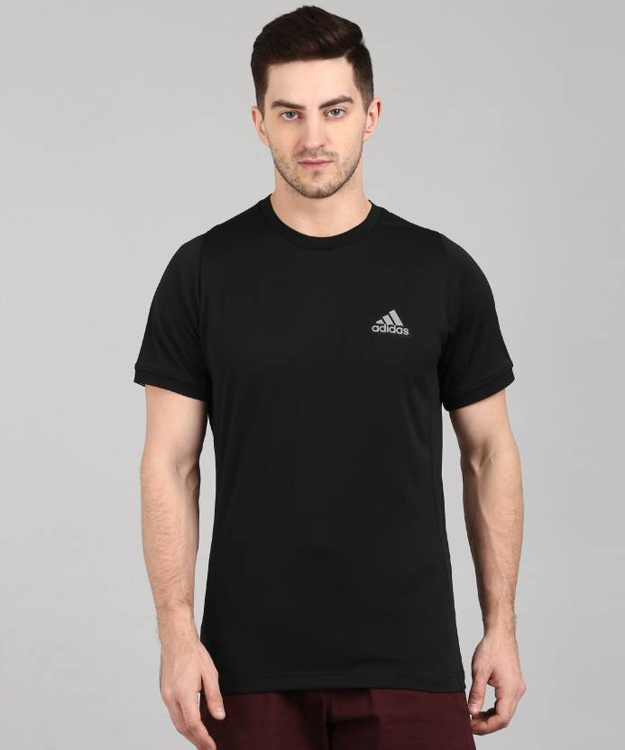 ADIDAS Sporty Men Round Neck Black T-Shirt - Buy ADIDAS Sporty Men Round Neck Black T-Shirt Online at Best Prices India | Flipkart.com