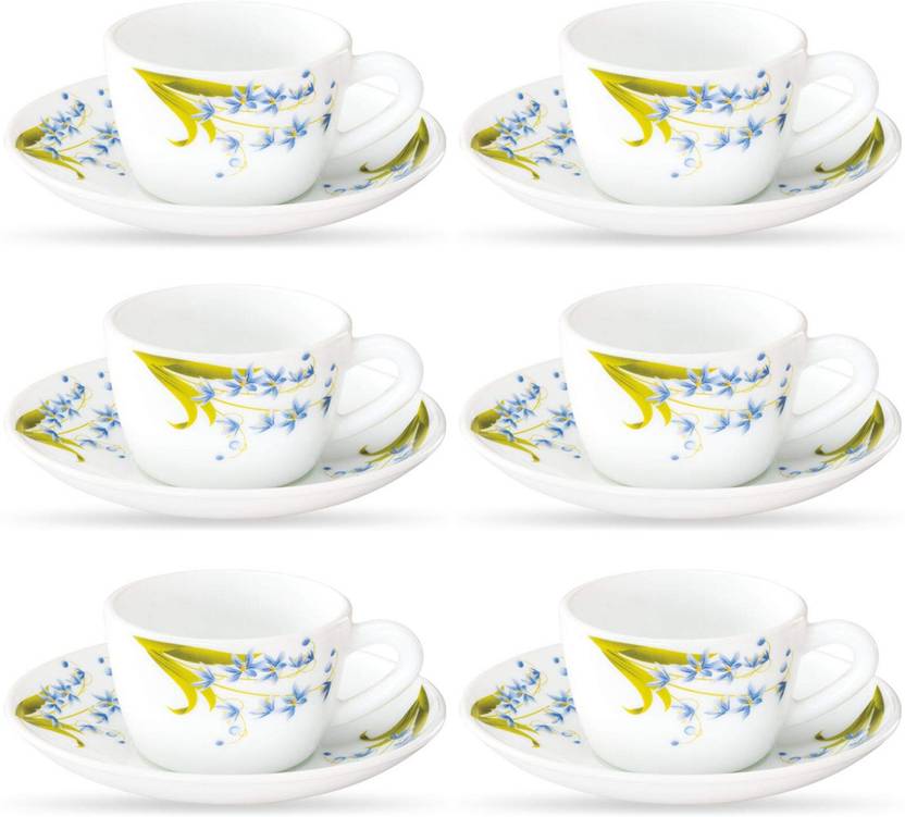 BOROSIL Opalware Present LAVENDER 6 pcs cup saucer Set {Cup 140ml (6