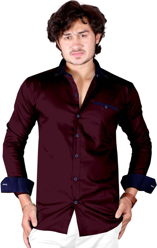 Party wear maroon shirt Clearance