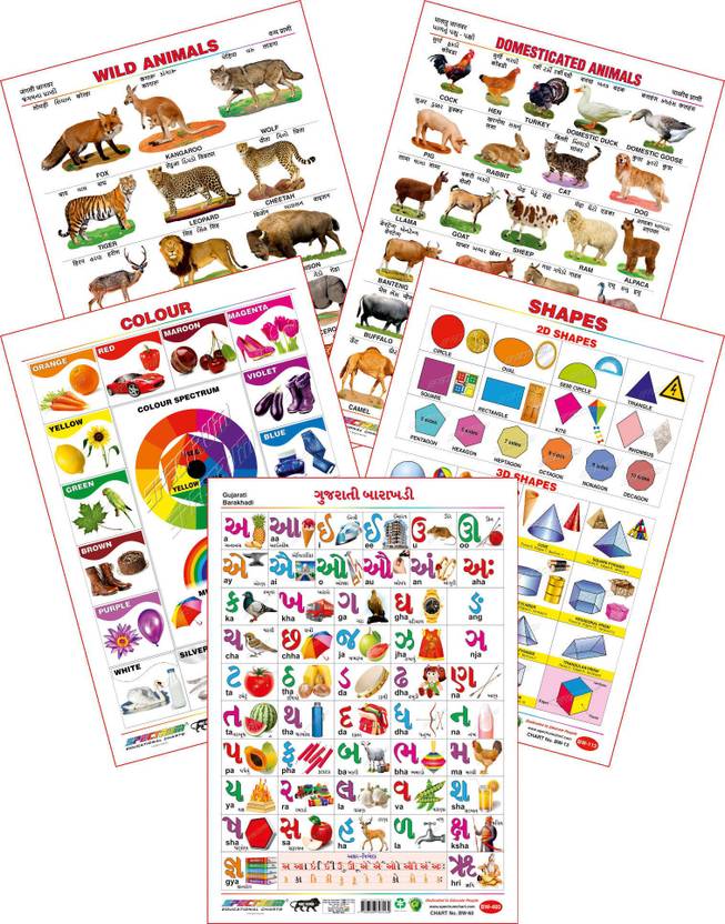 Spectrum Set of 5 Educational Large Wall Charts ( Wild Animals
