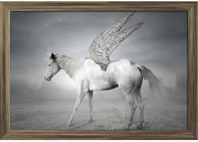 White Horse With Wings The Legendary Pegaso Paper Poster Antique Golden