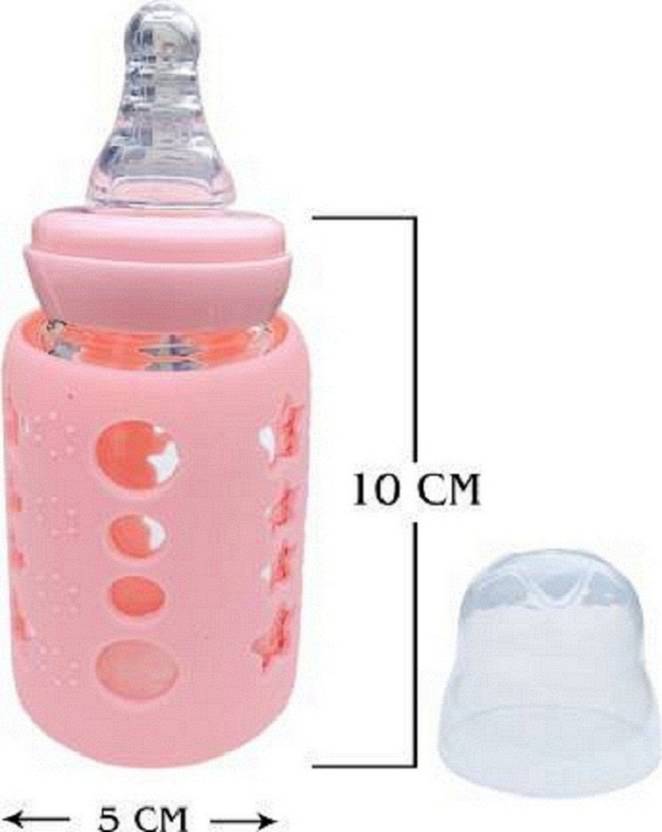 Adeka Glass Feeding Bottle for Newborns/Infants/Babies With Silicone