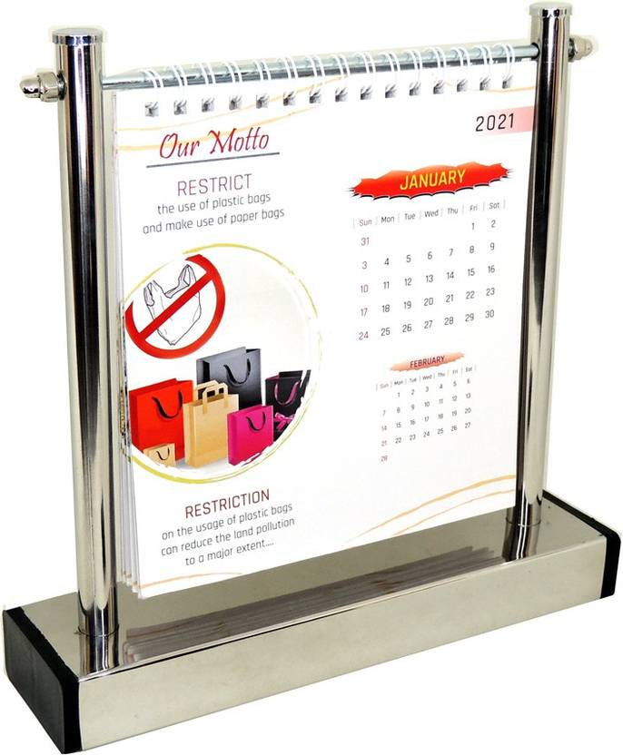 INNOX Premium Stainless Steel Table Calender with 300 GSM 12 Pages
