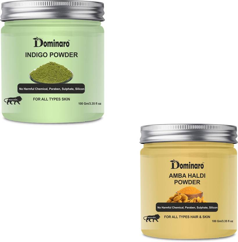 Dominaro 100 Organic Indigo & Amba Haldi Powder For Skin Care & Hair