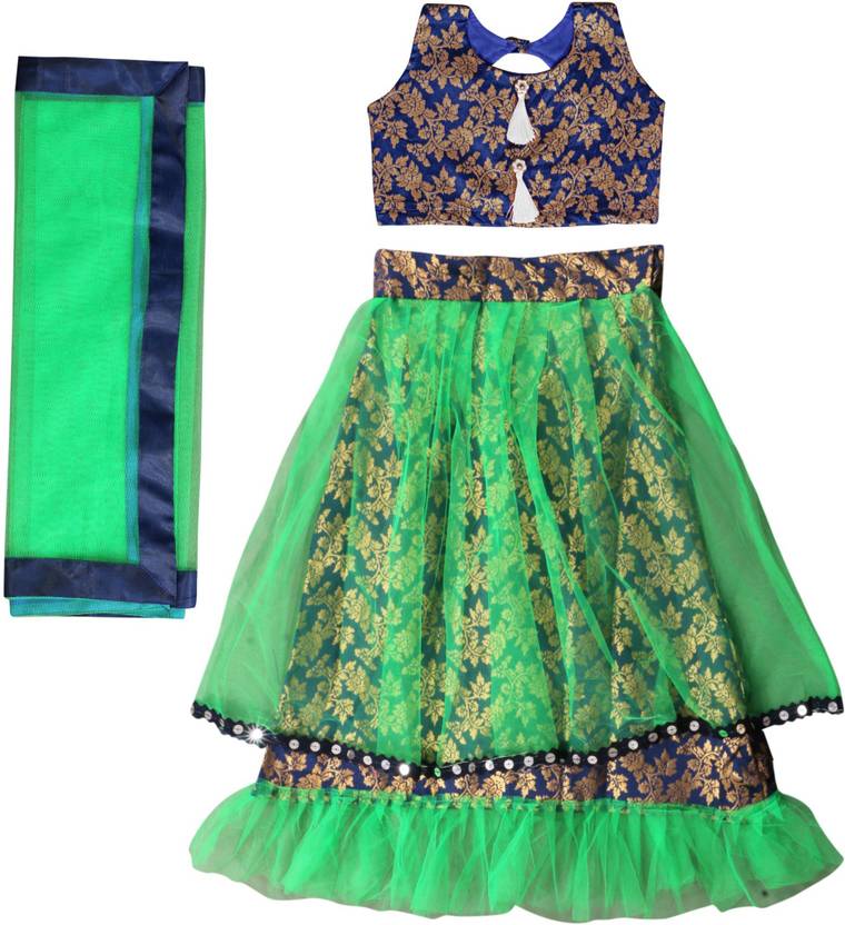 Babyhug Half Sleeves Lehenga Choli Set With Dupatta Embroidered - Red Yellow main image 1
