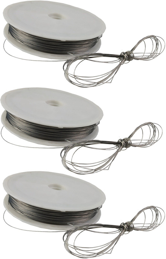 De-Ultimate Set Of 3 (65 Mtr) Metal Cord Clutch Gear wire Thread Dori Lace for Tailoring/Sewing, Bead Art, Piping, Apparels, Wrapping, Handicrafts, Art Craft DIY Projects, Jewellery Making, Outlining, Fashion Designing, Boutique, Stitching, Alteration