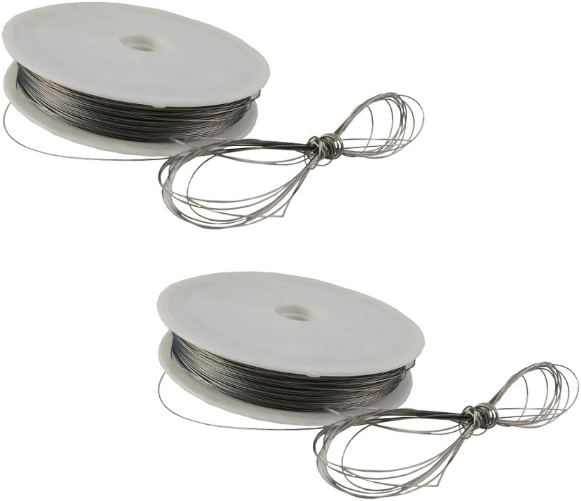 Utkarsh Set Of 2 (65 Mtr) Metal Cord Clutch Gear wire Thread Dori Lace for Tailoring/Sewing, Bead Art, Piping, Apparels, Wrapping, Handicrafts, Art Craft DIY Projects, Jewellery Making, Outlining, Fashion Designing, Boutique, Stitching, Alteration