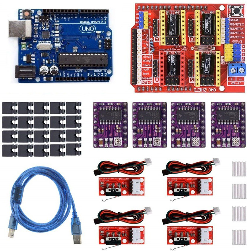 Electrobot Professional 3D Printer CNC Kit for Arduino Uno R3 with CNC Shield V3 + Stepper Motor Driver + Mechanical Switch Endstop Electronic Components Electronic Hobby Kit