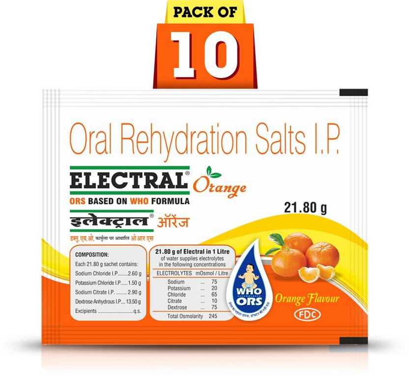 Electral Powder Uses In Tamil Electral Orange Powder 21.8 gm (Pack of 10) Energy Drink Price in India