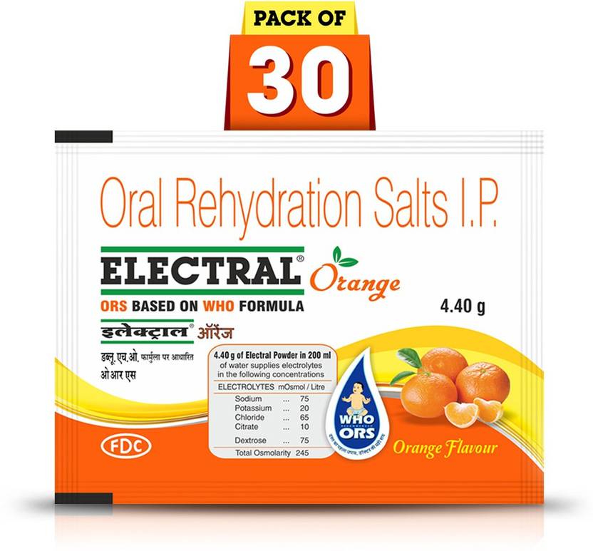 Electral Orange Powder 4.40 gm (Pack of 30) Energy Drink Price in India