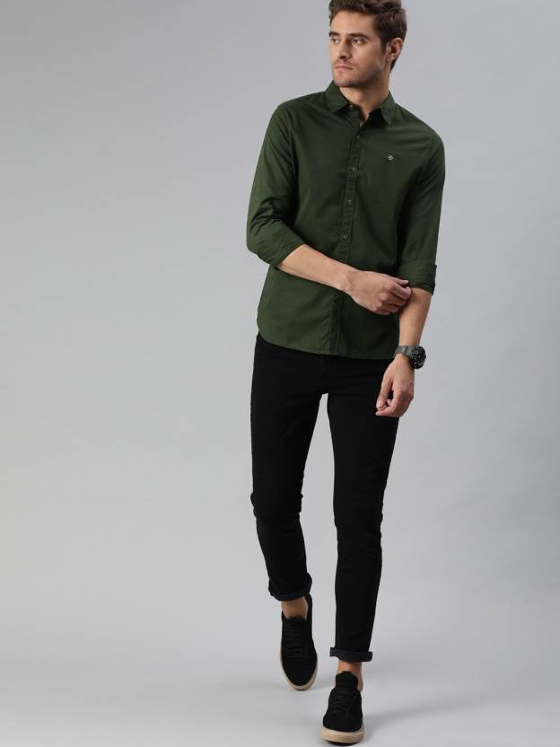 WROGN Men Solid Casual Dark Green Shirt - Buy WROGN Men Solid Casual Dark  Green Shirt Online at Best Prices in India 