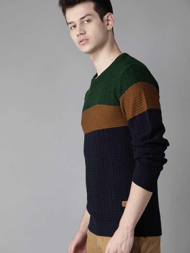 Roadster Solid Round Neck Casual Men 