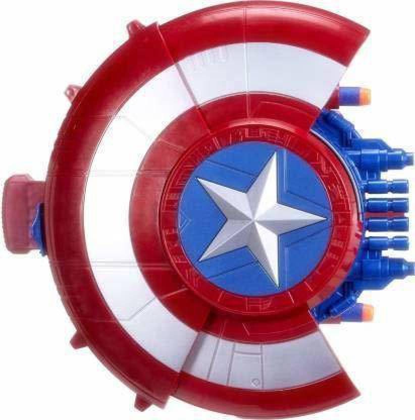 Om Enterprise Captain America Shield Shooting Blaster Dart Gun with 10 ...