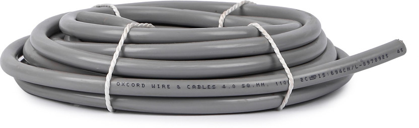 Oxcord 2 core Round Copper Wires and Cables 4 mm for Domestic and Industrial Electric Connections ( 5 Metres) 4 sq/mm Black 5 m Wire(black)
