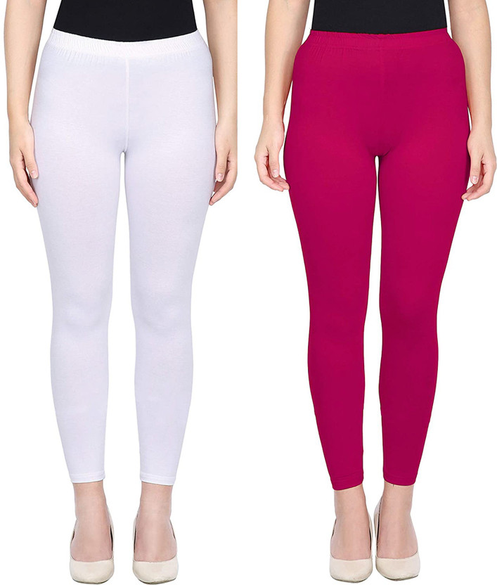 Errish Enterprises Ankle Length Ethnic Wear Legging(White, Pink, Solid)