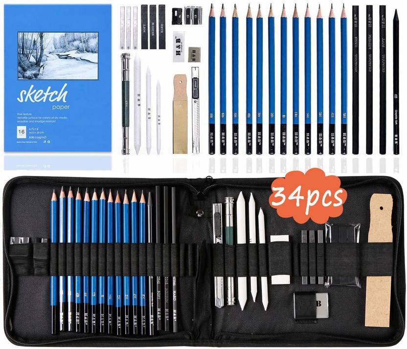 REHTRAD 34 Pieces Drawing Pencils and Sketch Kit