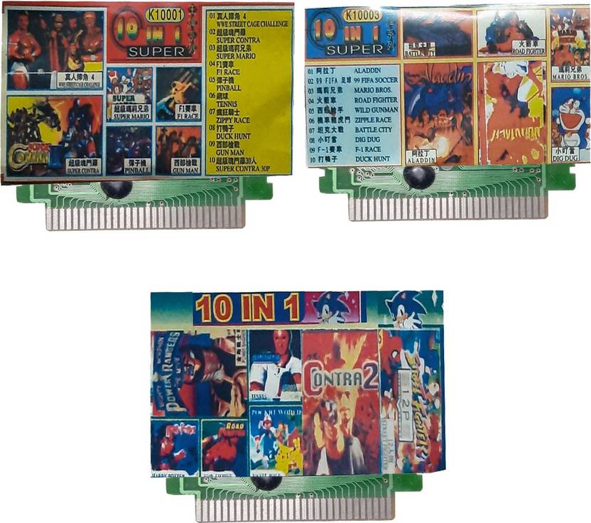 VK MART 8 Bit Tv Video Game Cassettes Games Included BASEBALL, WWF, F1