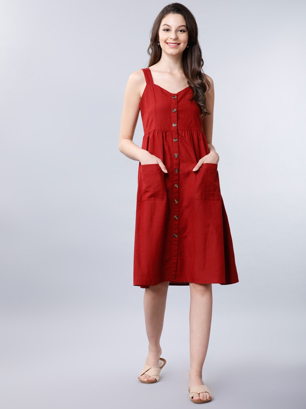 Tokyo Tokyo Talkies Women A-line Brown Midi/Calf Length Dress - Flipkart Deal