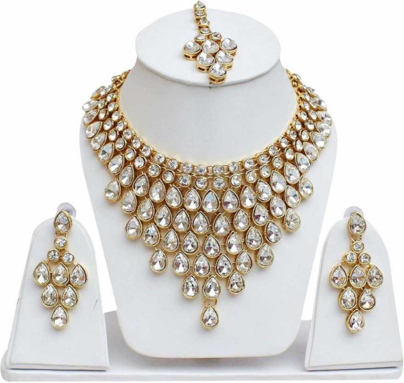 flipkart white stone necklace