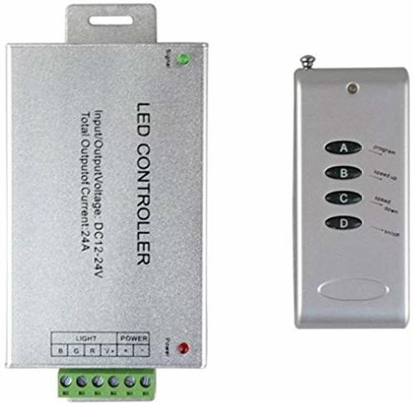TRP Traders DC 12-24V 4-Keys Dimmer Remote Wireless RF LED Pixel Light RGB Controller 24 A Step Dimmer(Silver)