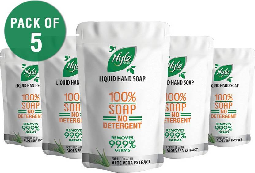 Nyle Natural HANDSOAP ALOEVERA 180ML (Pack of 5) Hand Wash Refill Pouch