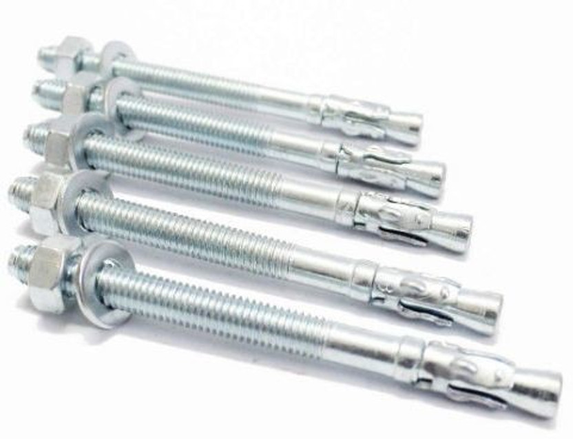 PANTHERZ Nut & Bolt Set Wedge Type Fully Threaded Design Expansion Zinc Plated Anchor Fasteners#12(Carbon Steel)