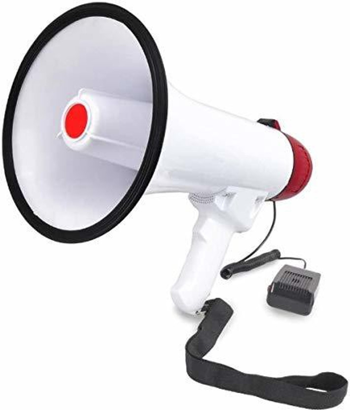 Adiohub Megaphone Speaker Lightweight Bullhorn - Adjustable Volume Control and 500 Meter Range 30 watts Handheld megaphone with recorder, USB and memory card 50 Watts Handheld Megaphone with Recorder Bluetooth USB and Memory Card Input for Announcing; Talk; Record; Play; Siren; Music with Battery an