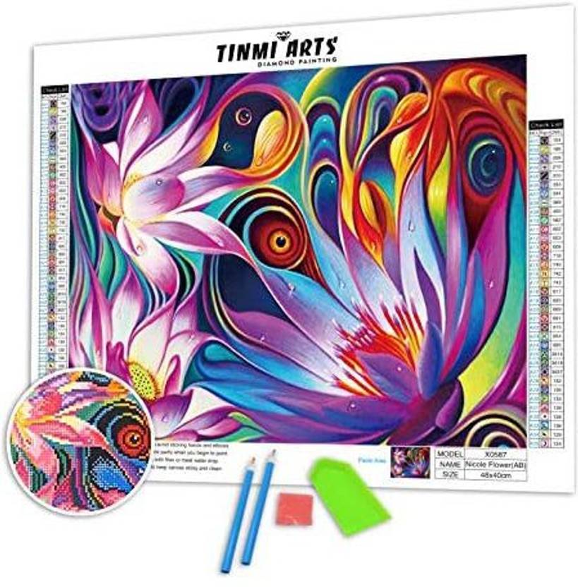 TINMI ARTS 5D Diamond Painting Kits Full Round AB Drills DIY Cross
