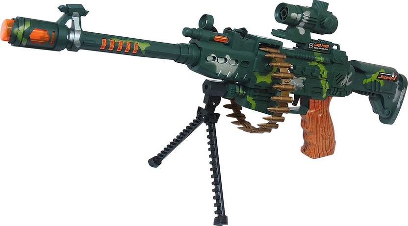 Machine Gun Toy With Stand And Carry Strap, Flashing Lights & Sound Effect