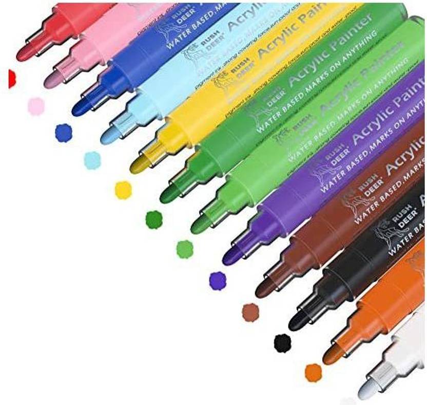 Rush Deer Acrylic Paint Marker Pens Set of 12 Colors Markers Water