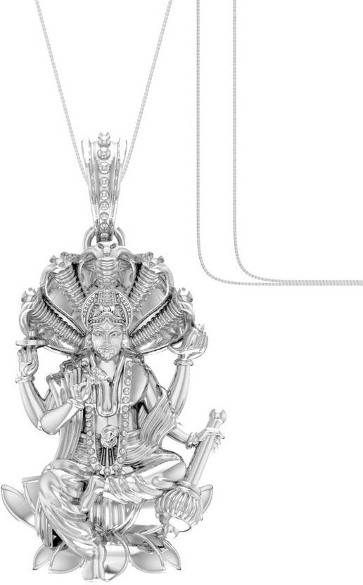 Akshat Sapphire Sterling Silver (92.5 purity) God Vishnu Chain Pendant