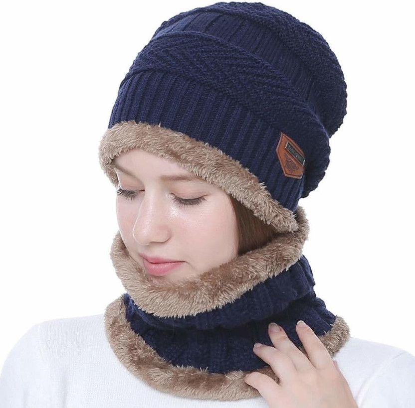 beanie cap and neck scarf