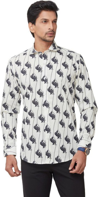 THE MORRI Men Printed Casual White 