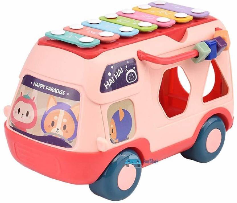 FunBlast Early Development Learning Toy Bus Shape Sorter with MusicLights Sounds Xylophone
