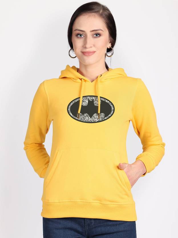 BATMAN By Free Authority Printed Hooded Neck Casual Women Yellow Sweater -  Buy BATMAN By Free Authority Printed Hooded Neck Casual Women Yellow Sweater  Online at Best Prices in India 