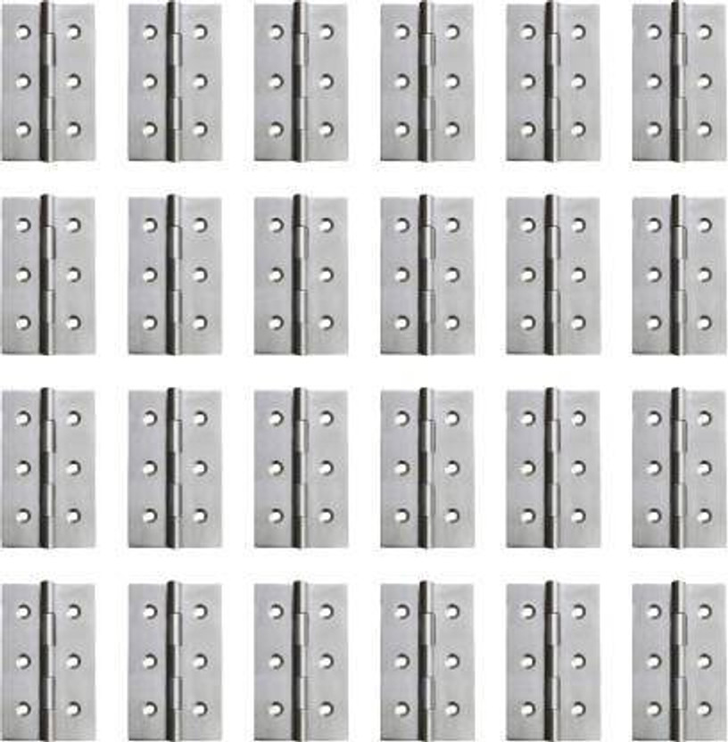 J K Gold Door Butt 3 inch x 16 Gauge/1.40mm Thickness Stainless Steel,Matt Finish, Self Closing Hinge(Silver Pack of 24)