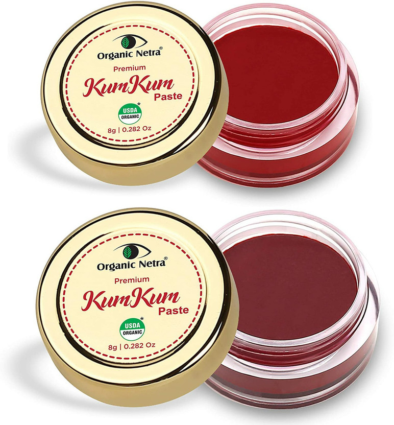 Organic Netra Sindoor/Kumkum Paste - Waterproof Chemical Free -16 Gm (Red & Maroon) Kumkum(Red, Maroon)