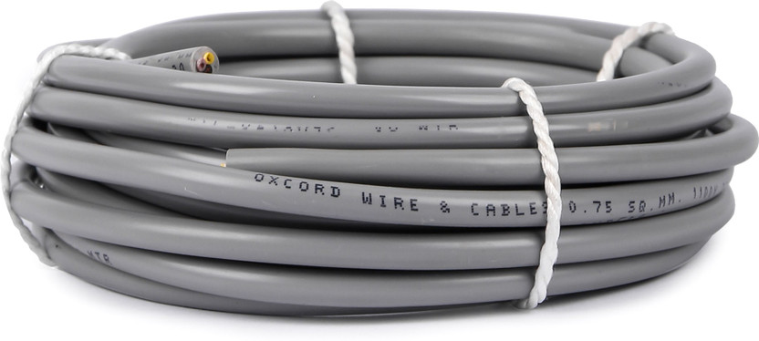 Oxcord 3 core round copper wires and cables .75 mm for domestic and industrial electric connections ( 5 Metres ) 5 sq/mm Grey 5 m Wire(grey)