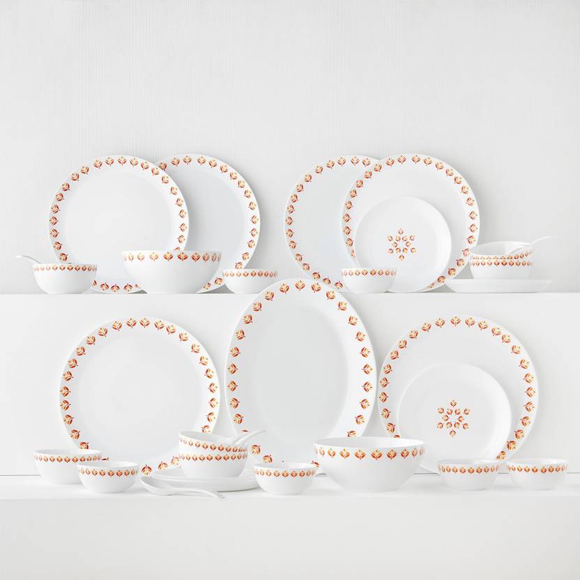 Larah by Borosil Pack of 33 Opalware Gardenia Dinner Set Price in India Buy Larah by Borosil