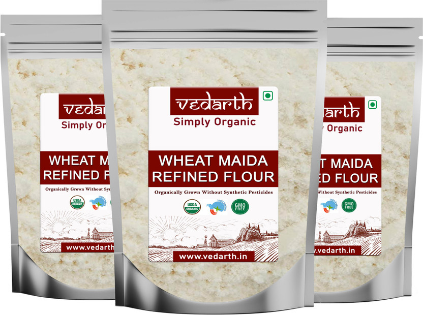 Vedarth Combo of 3 Organic Maida / Wheat Maida Flour (1 kg Each Pack)(3 kg, Pack of 3)