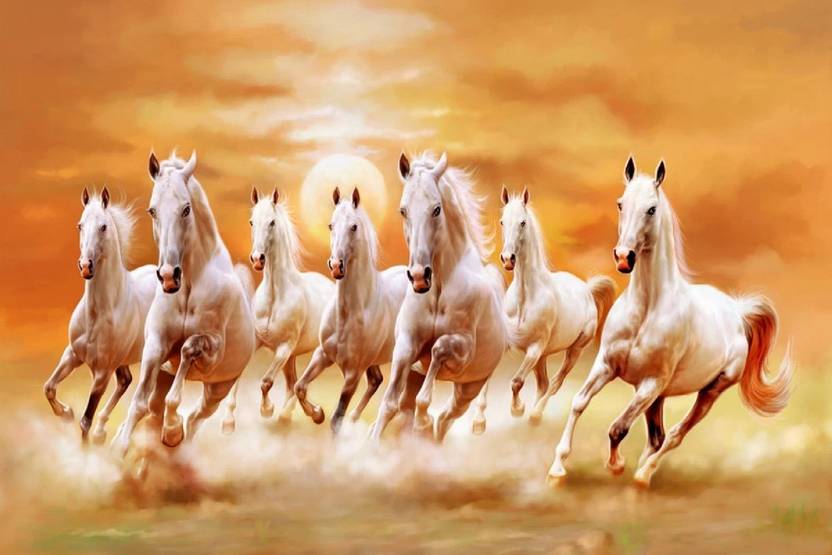Seven Horses Running Sticker PosterLucky Horses White Horses Poster