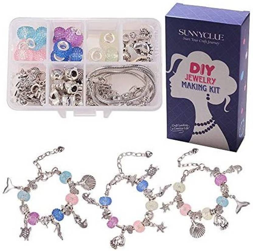 SUNNYCLUE 1 Box DIY 3PCS Charm Bracelet Making Kit Charming Bracelet