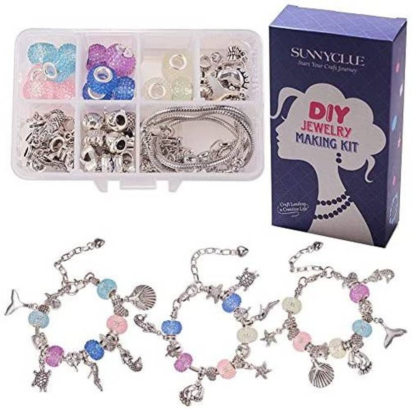 Sunnyclue 1 Box Diy 3pcs Charm Bracelet Making Kit Charming Bracelet