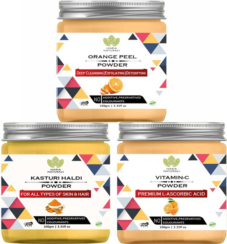 Haria Naturals 100 Pure & Naturals Orange Peel Powder 100gm & Kasturi