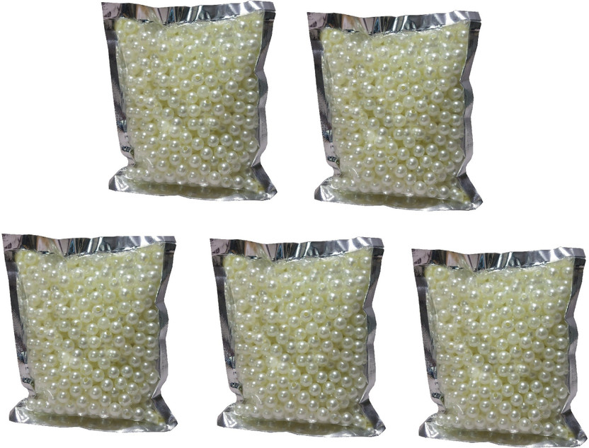 Utkarsh Pack of 500 Gram(1250 Approx) 8mm Off-White Pearl Bead Moti Balls Craft Material for Artificial Jewellery Making Beading Scrap Booking Craftworks and Decorations