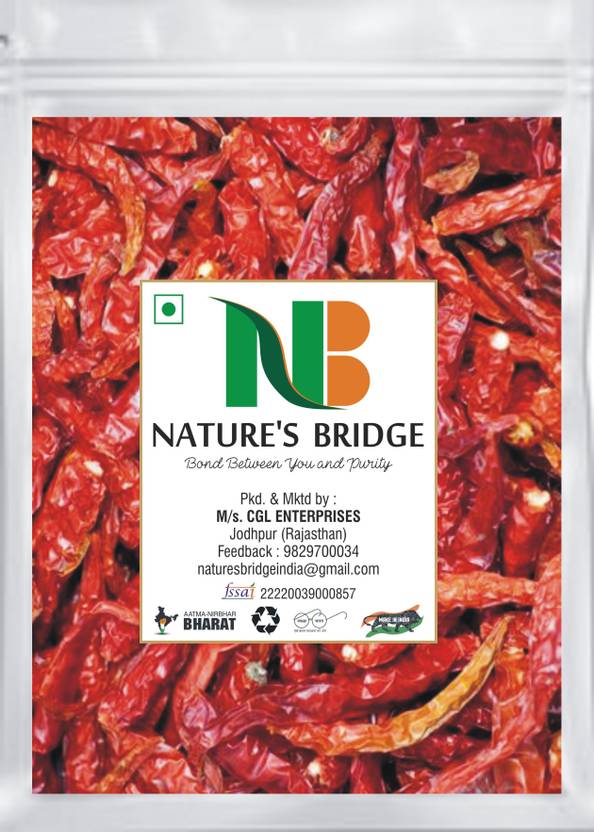 Nature's Bridge Mathania's Lal Mirch Sabut (100 Gm) / Dry Red Chilli