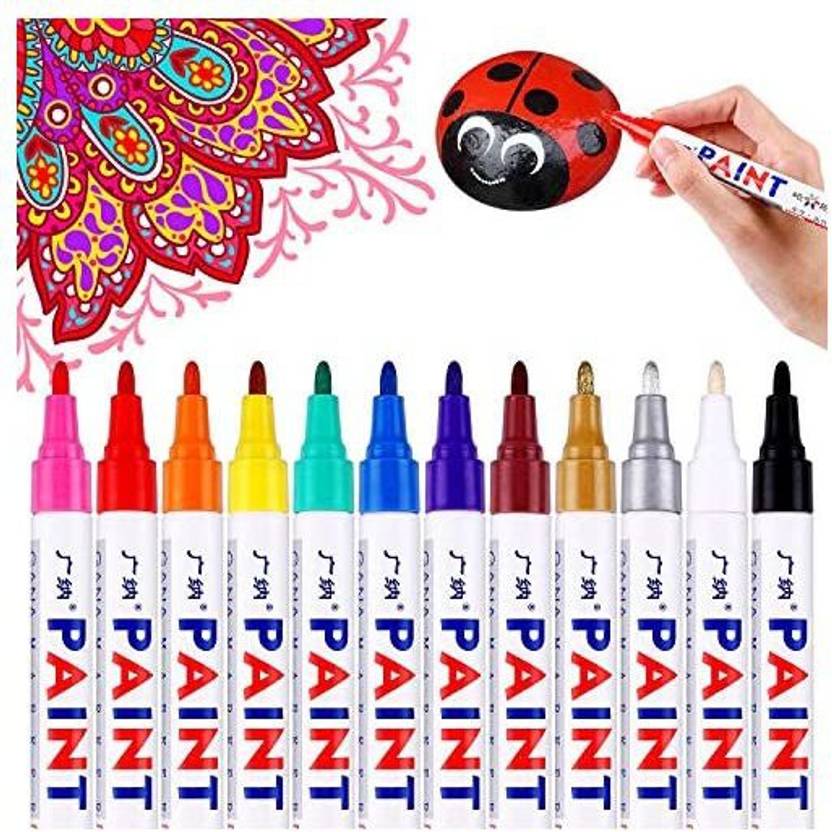 GuangNa Paint Markers Pen 12 Colors Premium Paint Markers,Extra Fine