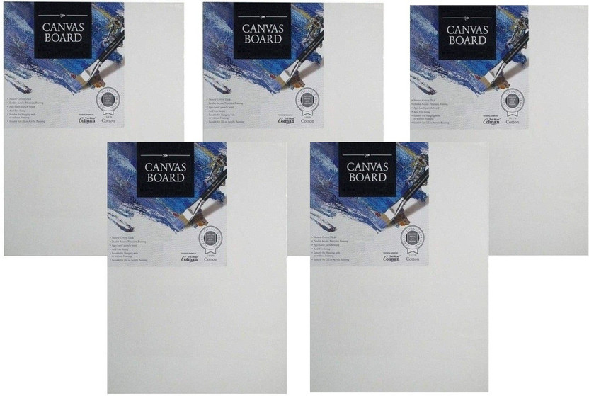 Definite Definite Fine Art White 8 X 10 inches Canvas Board Ideal For Oil Color, Acrylic Painting and Gesso 3D Art For Students, Artist and Professionals; Cotton Medium Grain Board Canvas (Set of 5)(White) - Flipkart Deal