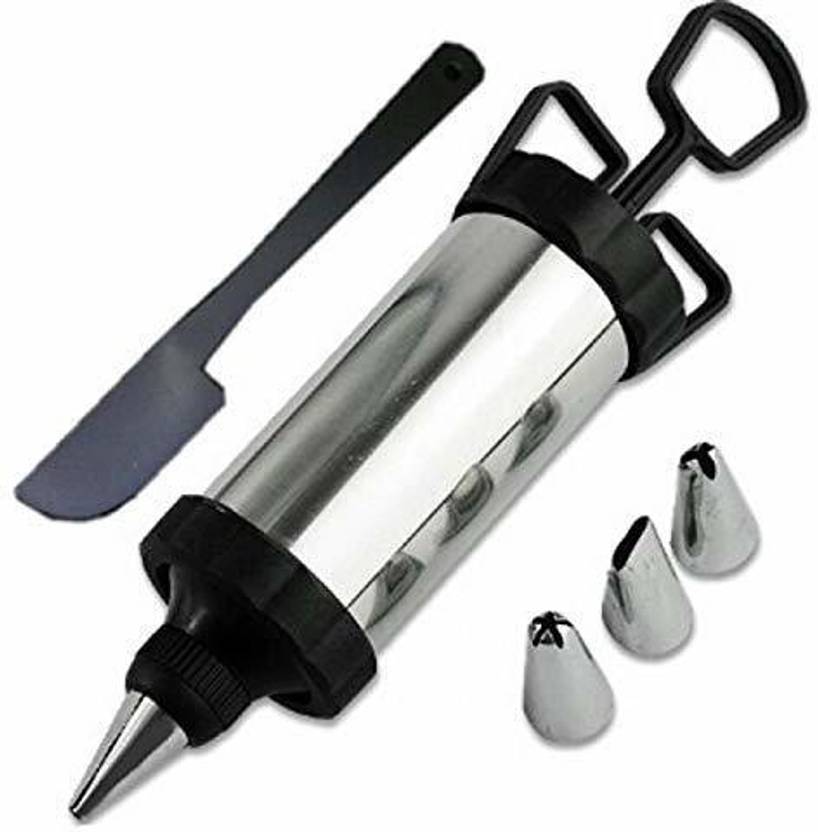 Ugam 01 Stainless Steel Cake Decorating Icing Gun/Pastry Icing Piping Syringe Gun Set/Whipped